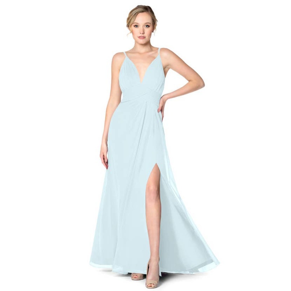 AZAZIE Maren Allure Light Blue Mist Lace Back Dress